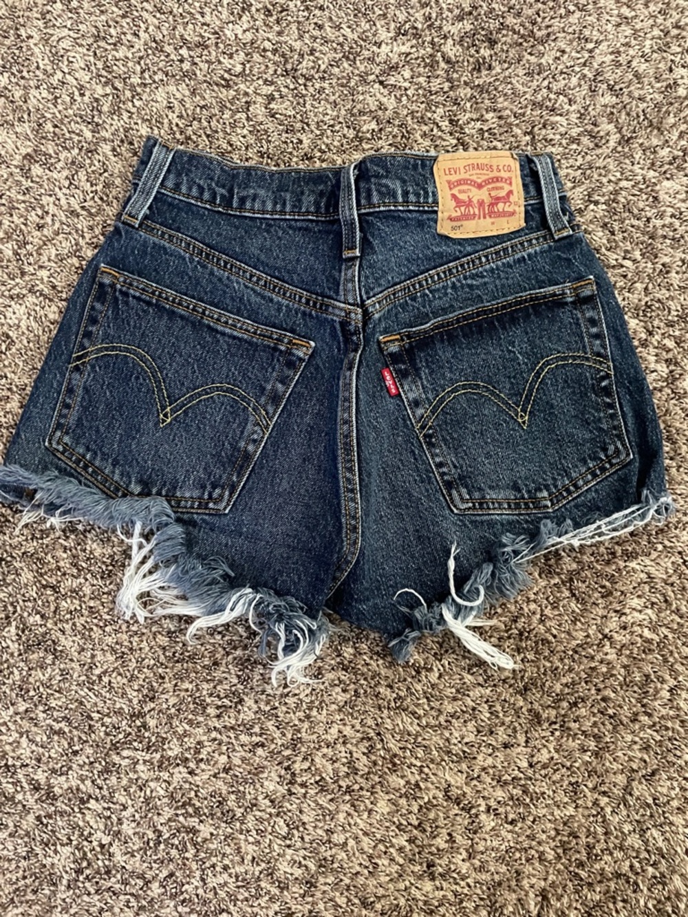 Levi's Women's Dark Wash Frayed Denim Shorts